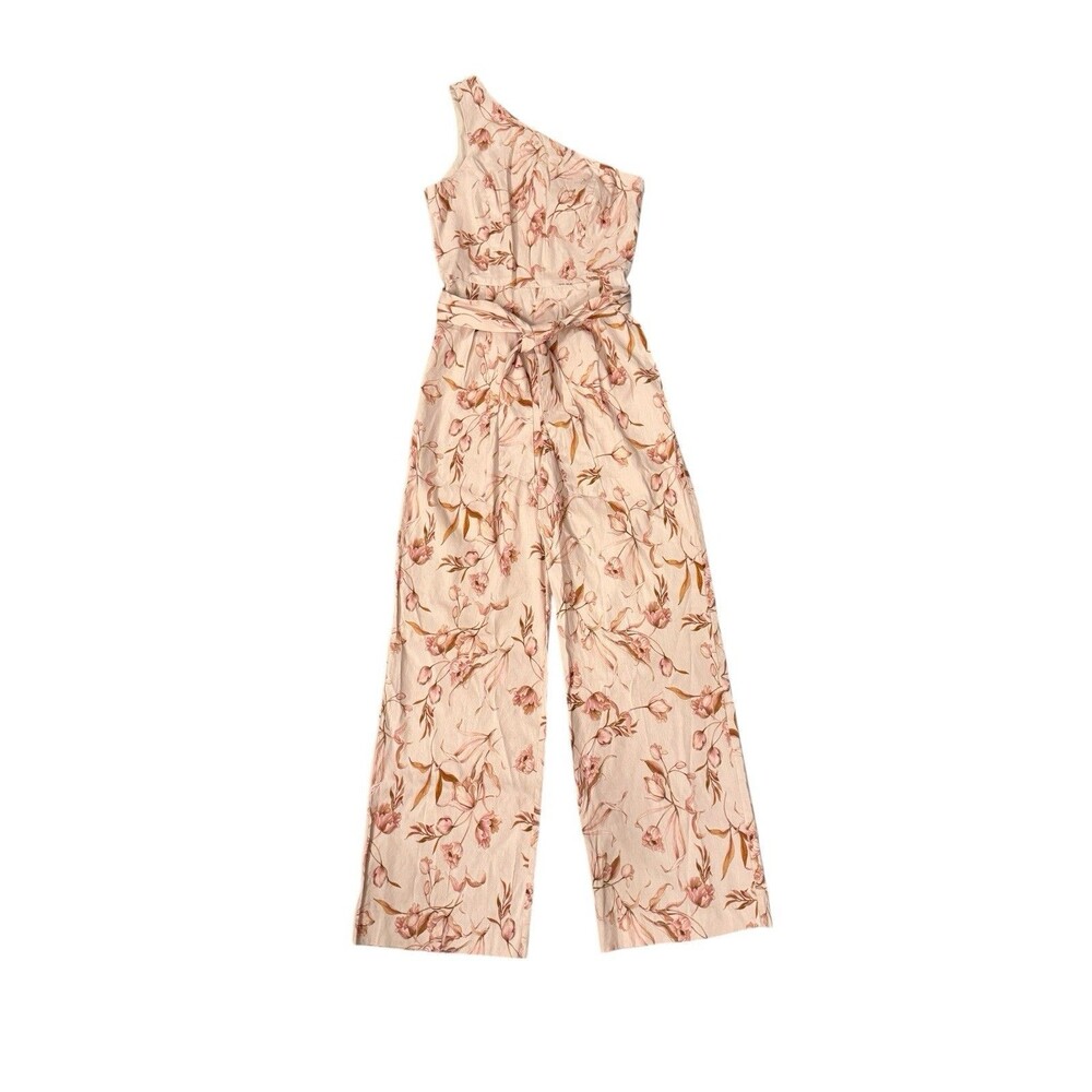 Antonio Melani Carlos One Shoulder Pink Floral Jumpsuit Size 6